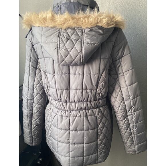 Totes Puffer Coat Weather Stoppers Women M Gray Faux Fur Hood Parka Jacket - Picture 13 of 16